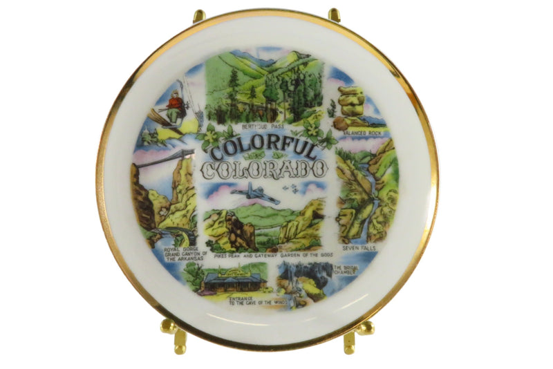Colorful Colorado Souvenir Travel Collector Plate Thrifco Japan
