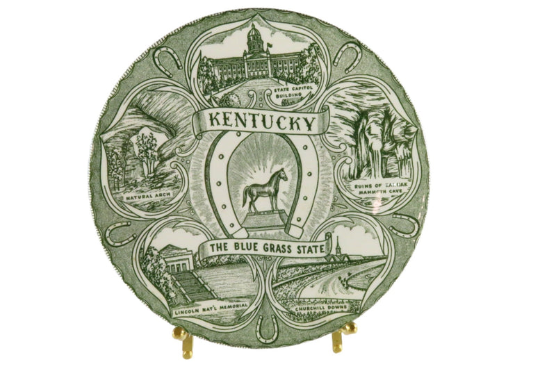 Kentucky The Blue Grass State Travel Souvenir Plate Vintage c1960's — Pottery & Glass:Pottery & China:China & Dinnerware:Nipp