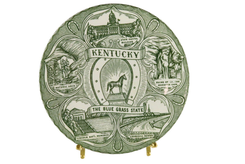Kentucky The Blue Grass State Travel Souvenir Plate Vintage c1960's