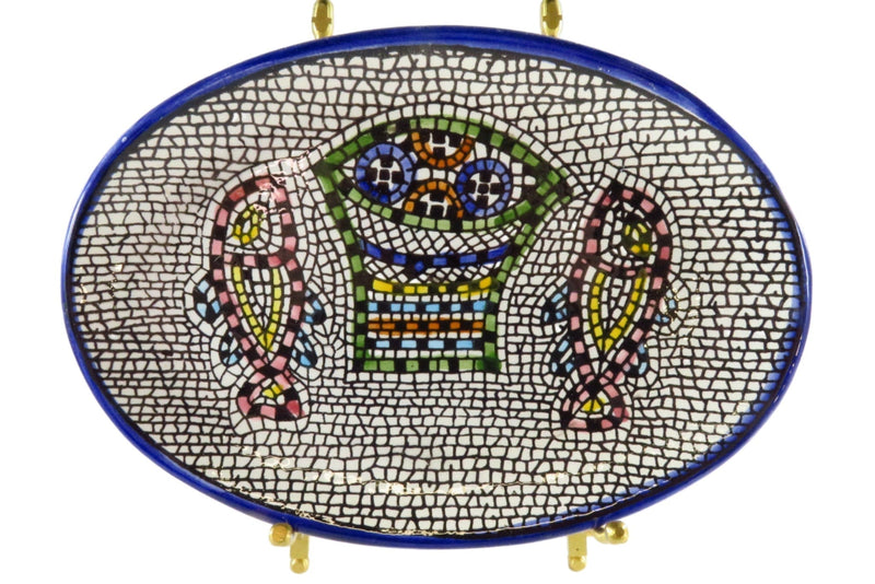 Oval Ceramic Plate Miracle of Loaves and Fish Israel Armenian Holy Land Products — Pottery & Glass:Pottery & China:China & Di