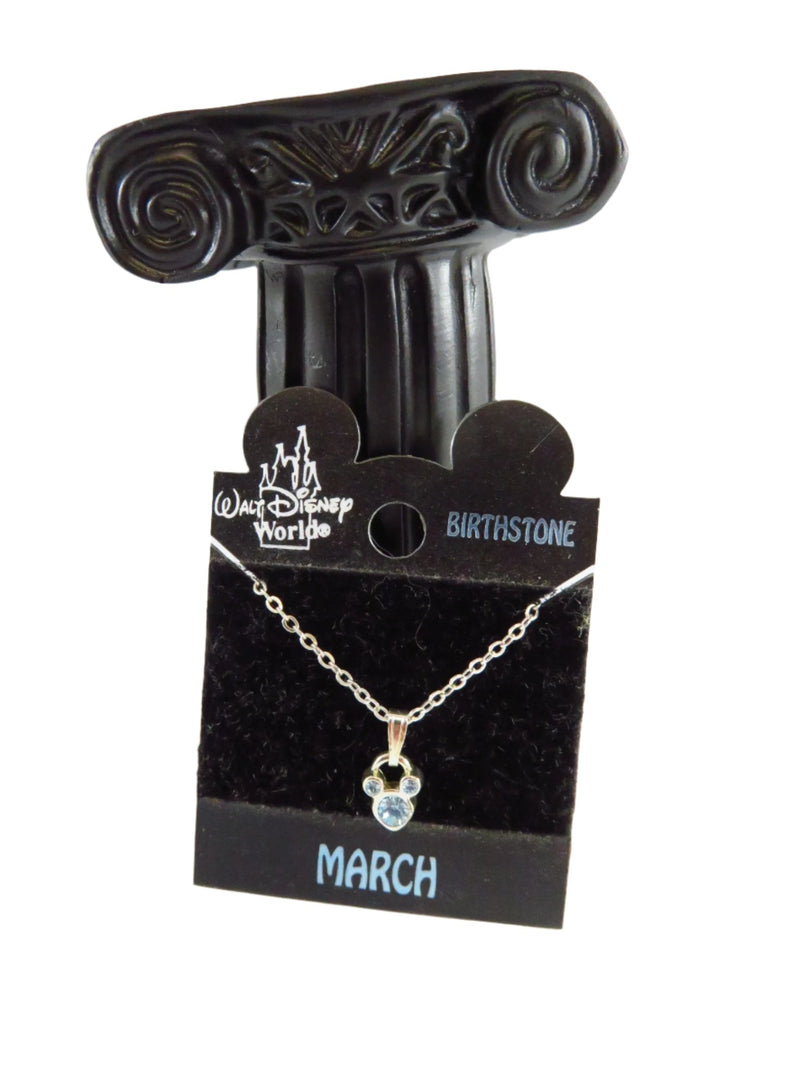 Walt Disney World March Birthstone Mickey Mouse Necklace on Card