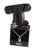 Walt Disney World March Birthstone Mickey Mouse Necklace on Card — Silver — front view