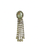 Vintage Kandell & Marcus N.Y. Jelly Belly Chandelier Tassel Rhinestone Pin Brooch — Silver — front view