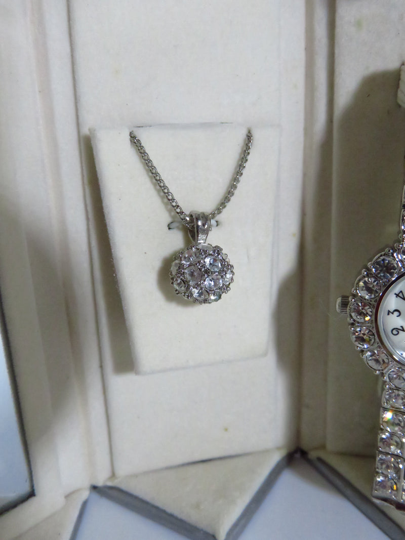 Main Line Time Sparkling Rhinestone Watch, Necklace and Earring Set