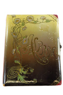 Victorian Celluloid Cabinet Card Photo Album Painted Swirling Vines 8 3/8x6 1/2" — front view