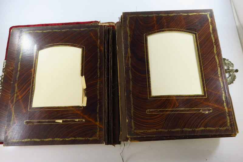 Victorian Cloth Covered Mirrored Cabinet Card Photo Album 11"x9" For Restoration