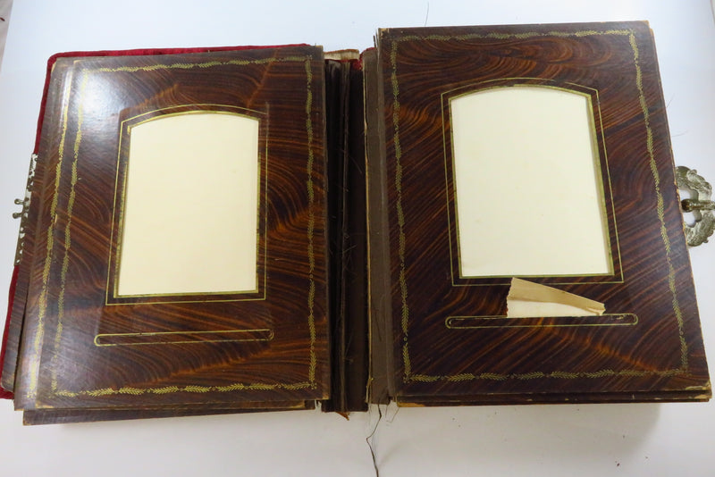 Victorian Cloth Covered Mirrored Cabinet Card Photo Album 11"x9" For Restoration