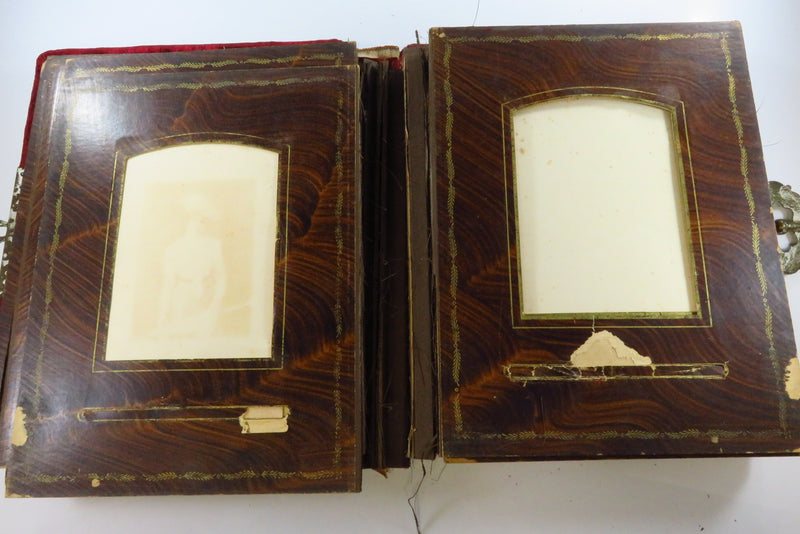 Victorian Cloth Covered Mirrored Cabinet Card Photo Album 11"x9" For Restoration