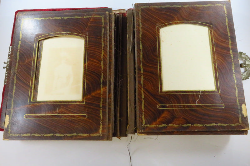 Victorian Cloth Covered Mirrored Cabinet Card Photo Album 11"x9" For Restoration