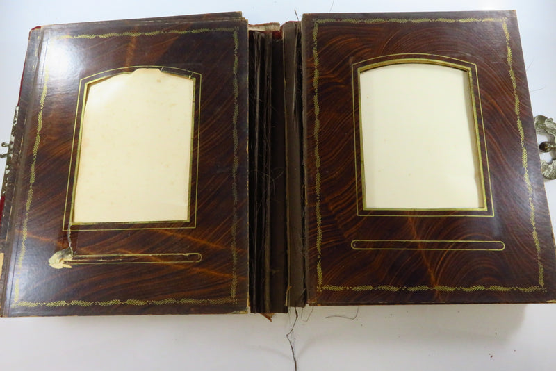 Victorian Cloth Covered Mirrored Cabinet Card Photo Album 11"x9" For Restoration