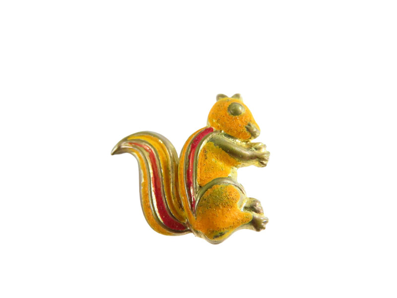 Enameled Squirrel Scatter Pin Brooch 3/4" c1970 Made in Korea