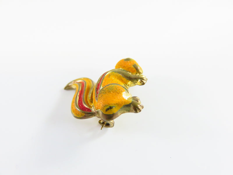 Enameled Squirrel Scatter Pin Brooch 3/4" c1970 Made in Korea