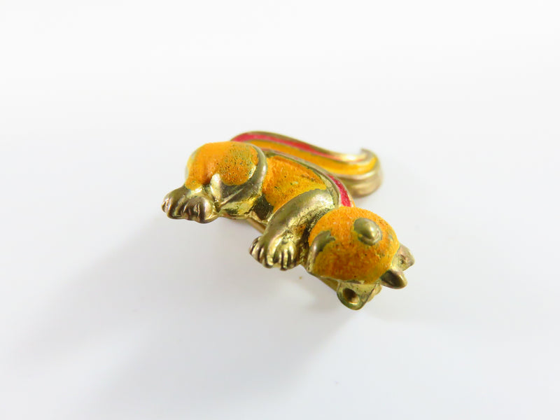 Enameled Squirrel Scatter Pin Brooch 3/4" c1970 Made in Korea