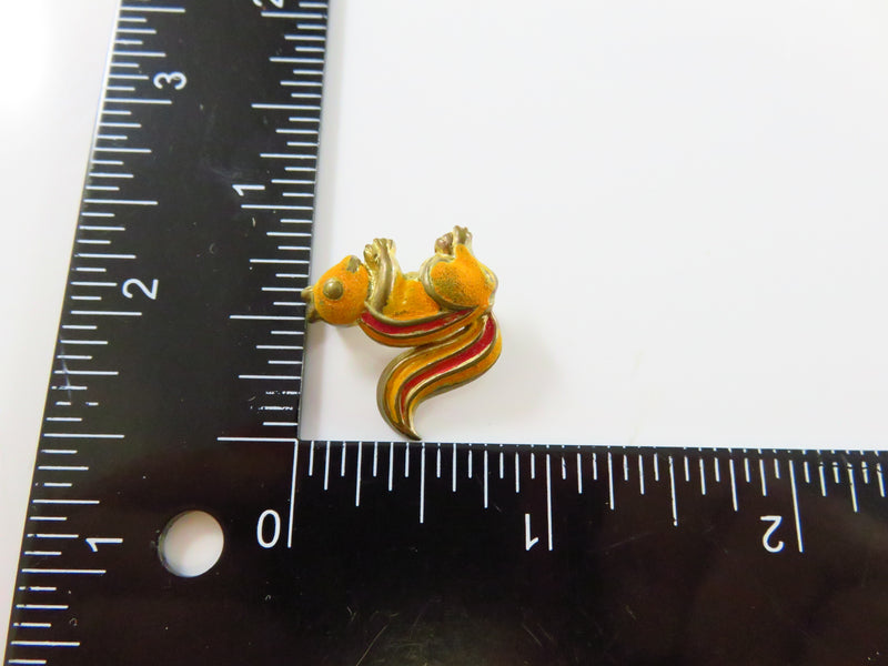 Enameled Squirrel Scatter Pin Brooch 3/4" c1970 Made in Korea