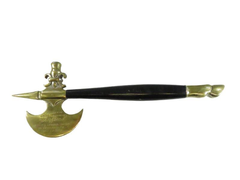 Decorative axe with a black handle on a white background