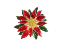 Poinsettia Flower Brooch Red Green White Enamel Gold Gilded 2" product image for Just Stuff I Sell, clear front view, neutral background, original listing photo, optimized descriptive alt text, centered composition