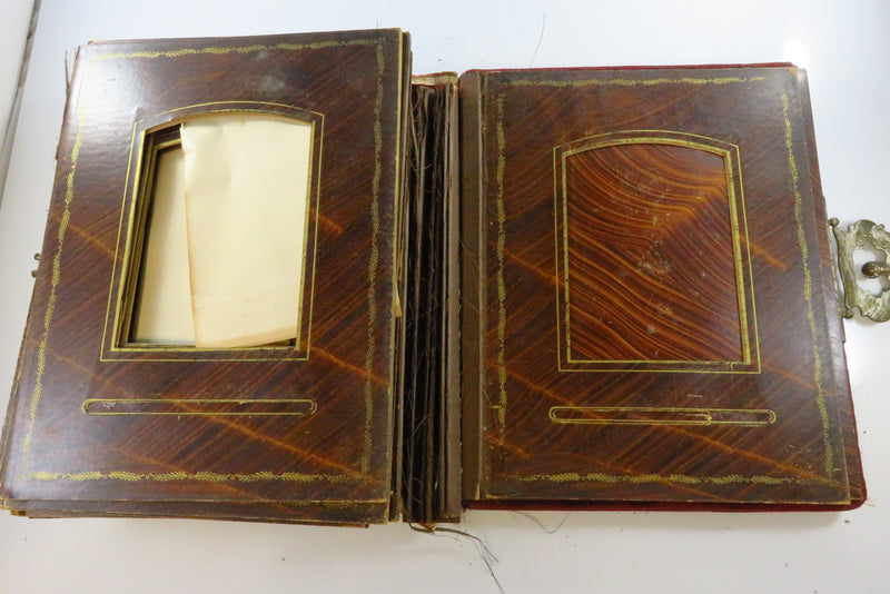 Victorian Cloth Covered Mirrored Cabinet Card Photo Album 11"x9" For Restoration