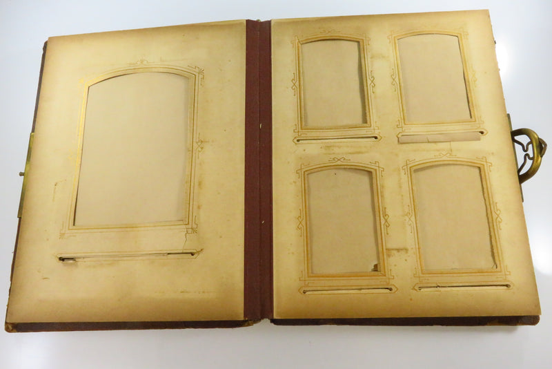 Victorian Leather Bound Cabinet Card CDV Photo Album 10 7/8"x8 1/2" For Restorat