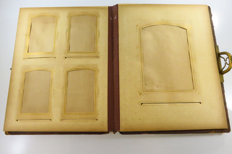 Victorian Leather Bound Cabinet Card CDV Photo Album 10 7/8"x8 1/2" For Restorat