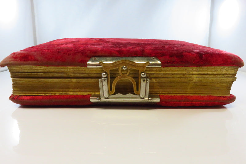 Victorian Red Velvet Bound Cabinet Card Photo Album 12"x9 1/2" For Restoration