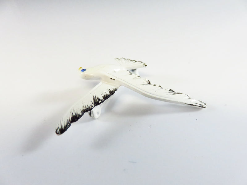 White & Black Seagull Brooch Pin Beach Wear Blue Rhinestone Eye by Gerry's