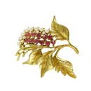 Gerry's Pink Rhinestone Faux Pearl Leaf Brooch in Gold Tone Setting — Jewelry & Watches:Vintage & Antique Jewelry:Costume:Vic