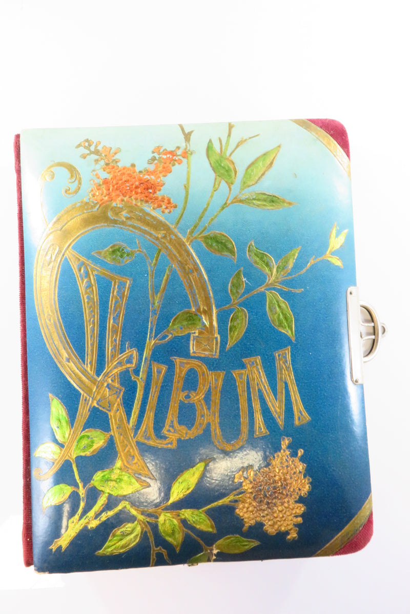 Victorian Celluloid Cabinet Card CDV Photo Album Colorful 10x7 3/4"