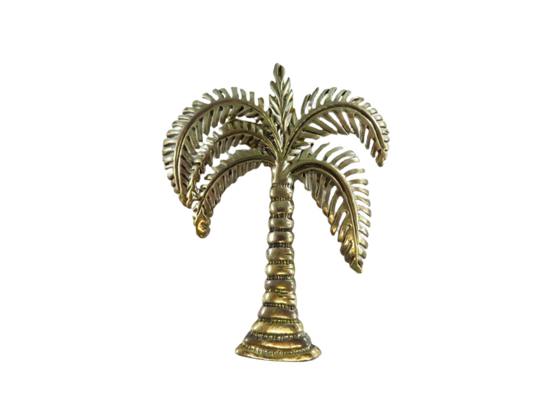 White Metal Beach Themed Palm Tree Pendant Brooch By MJ 2 3/8 x 1 7/8