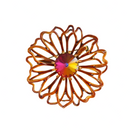 Vintage Enameled Flower Brooch with Rhinestone Center Rivoli? 2 1/4" — Enamel — front view