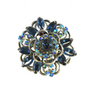 Selro Selini Aurora Borealis Vintage White Metal Brooch 2 1/8" — front view