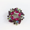 Weiss Purple Pink Glass and Aurora Borealis Wreath Brooch 2" x 2" product image for Just Stuff I Sell, clear front view, neutral background, original listing photo, optimized descriptive alt text, centered composition variant 2