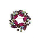Weiss Purple Pink Glass and Aurora Borealis Wreath Brooch 2" x 2" product image for Just Stuff I Sell, clear front view, neutral background, original listing photo, optimized descriptive alt text, centered composition