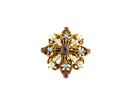 Victorian Revival Style Rhinestone Faux Pearl Accented Brooch Pin 1 3/8" — Gold • Pearl — front view