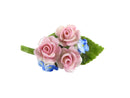 Vintage Healacraft Fine Bone China Rose Pansy Leaf Floral Brooch England — front view