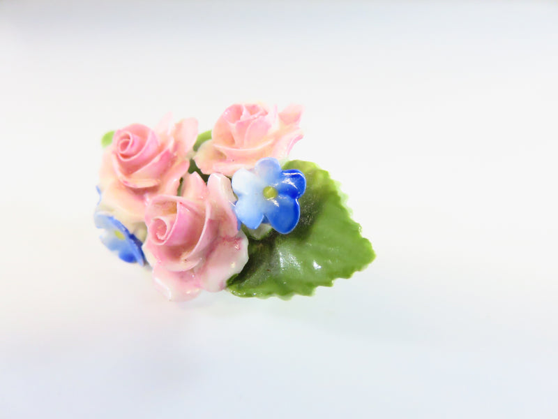 Vintage Healacraft Fine Bone China Rose Pansy Leaf Floral Brooch England