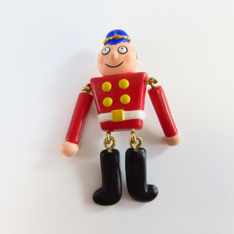 Hallmark Christmas Tin Soldier Brooch with Dangling Arms & Legs 2 1/8"