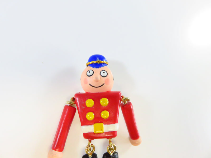 Hallmark Christmas Tin Soldier Brooch with Dangling Arms & Legs 2 1/8"