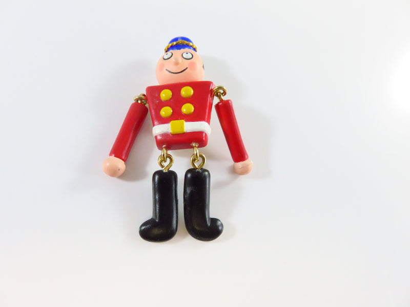 Hallmark Christmas Tin Soldier Brooch with Dangling Arms & Legs 2 1/8"