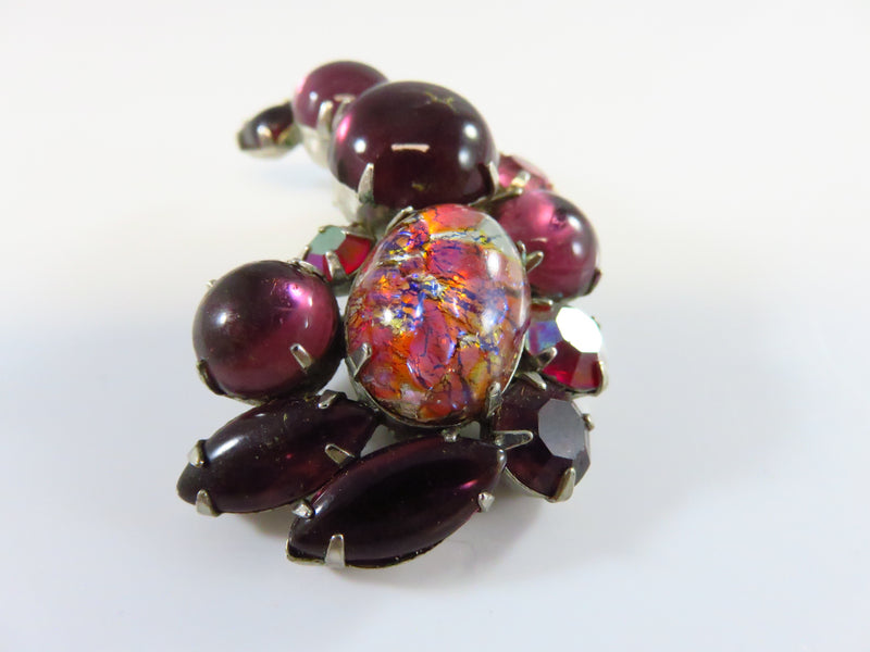 Weiss Dragon's Breath Brooch with Purple and Pink Cabochon Surround 2"