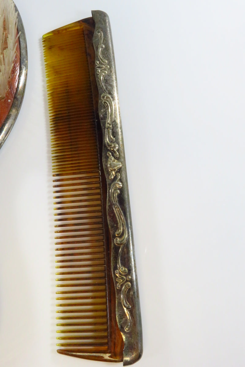 Gorham EP YC 1853 Vanity Mirror Brush and Comb Set Silver Plate