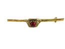 Art Deco Inspired Bar Pin Brooch Foil Back Cabochon Pierce Setting Gold Tone — Gold — front view