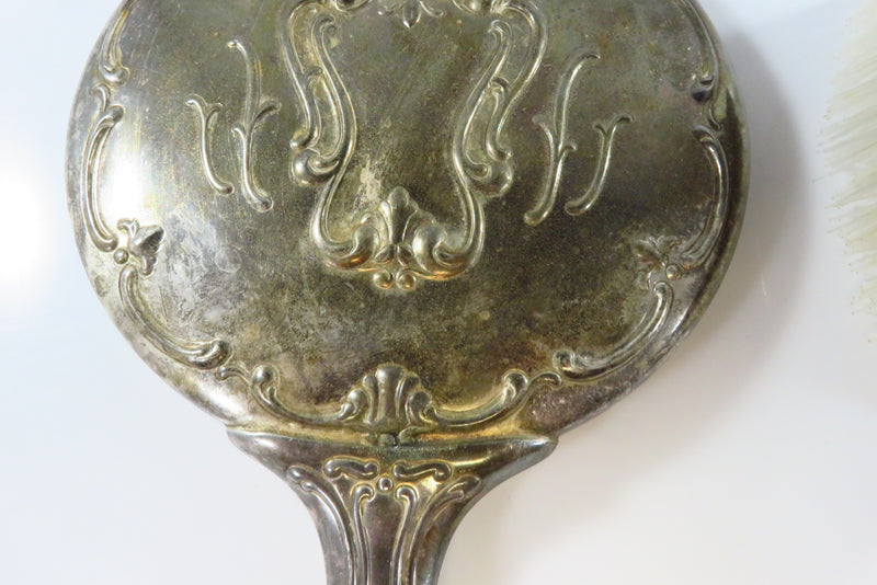 Gorham EP YC 1853 Vanity Mirror Brush and Comb Set Silver Plate