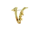 V for Victory 5 Star Rhinestone Accents Military Inspired Vintage Brooch 2" x 2" — front view