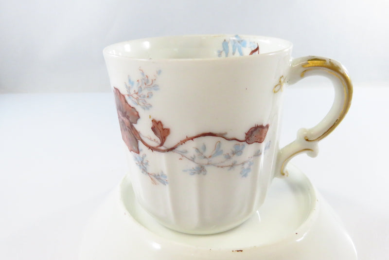 Haviland & Co Limoges France Small Tea Cup and Saucer With Flowers