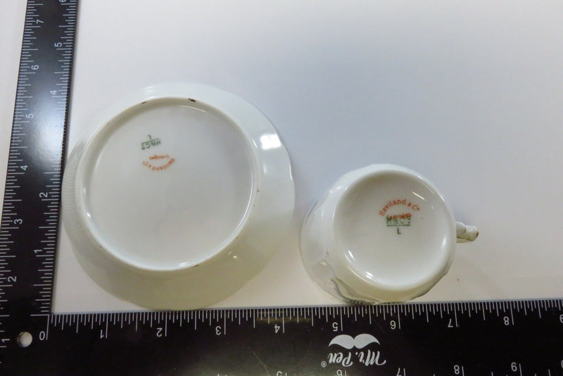 Haviland & Co Limoges France Small Tea Cup and Saucer With Flowers