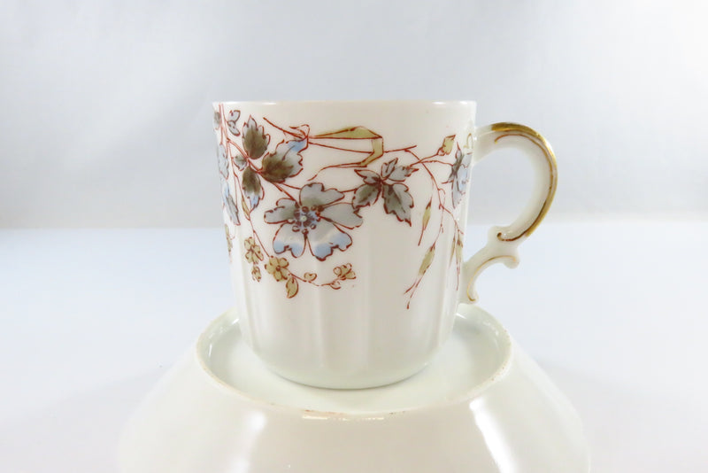 Haviland & Co Limoges France Small Coffee Tea Cup and Saucer With Flowers