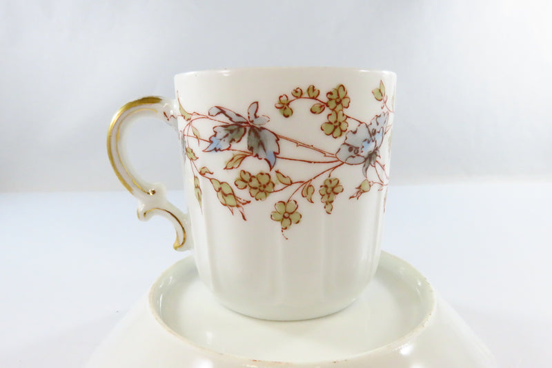 Haviland & Co Limoges France Small Coffee Tea Cup and Saucer With Flowers