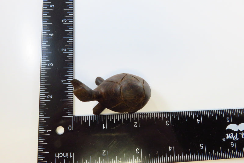 Hand Carved Wooden Turtle Figure Folk Art Turtle Small 2 1/4"