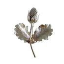 Vintage Silver Tone Textured Leaf Mesh Fruit Flower Brooch 2" x 1 5/8 — Silver — front view