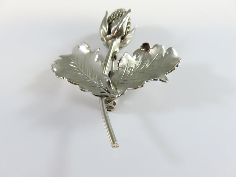 Vintage Silver Tone Textured Leaf Mesh Fruit Flower Brooch 2" x 1 5/8